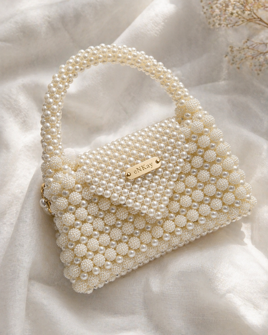 Aurelia Pearl Midi — ivory hand-beaded bag